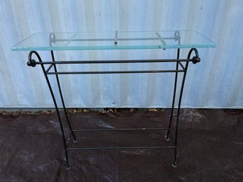 Metal Base Clear Glass Top Table