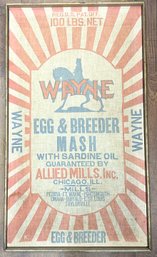 Vintage Framed Stretched Wayne Egg & Breeder Cloth Sack