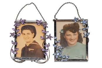 2 Small Portrait Frames With Rhinestones