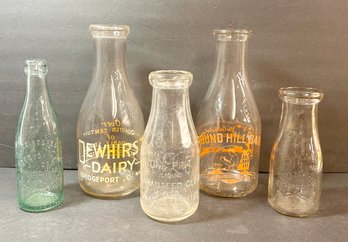 Lot Of Vintage Glass Milk Bottles - 3 From Bridgeport CT!