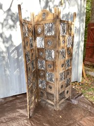 Vintage Wooden Carved Room Divider Screen