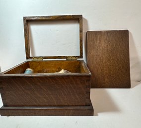 Vintage Dovetail Wooden Box Filled With Thread