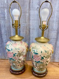 Set Of Large Floral Table Lamps