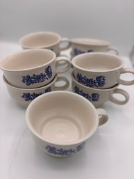 Pfaltzgraff Yorktowne Cream And Blue Teacups. Set Of 9.