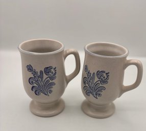 Vintage Pfaltzgraff Yorktowne Footed Trim Mugs. Set Of 2.