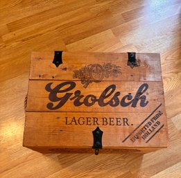 Grolsch Lager Beer Metal Hinged Wooden Crate