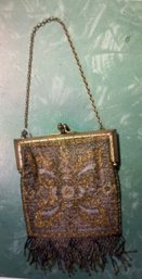 Antique Steel Purse Bag Made In France Flapper Era Fringe