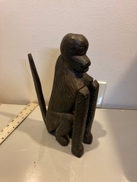 Wooden African Carved Monkey Statue