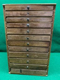 Antique 12 Drawer Dentist Dental Cabinet. 18 1/4' Tall, 11 1/24' Wide, 10 12' Front To Back. No Shipping.