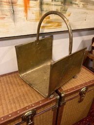 Vintage Brass  Fire Wood Or Magazine Rack Stand, Footed