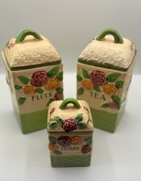 Vintage Hand Painted 1940's Japanese Majolica Cottage Ceramic Set