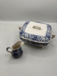 English Dinnerware Lot- Antique Tureen And Royal Staffordshire 'Tonquin' Creamer