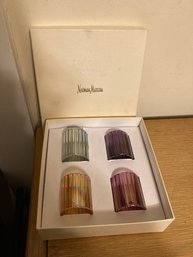 Vintage Neiman Marcus Parisevetro Blown Glass Napkin Rings Set Of 4 NICE