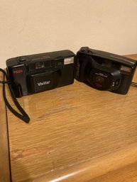 Two Vintage Vivitar Film Cameras