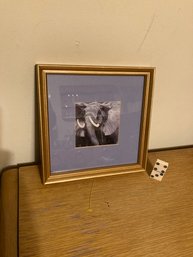 Betsey Fowler Framed Litho Of Elephant Signed On Back