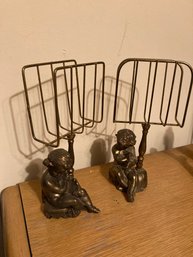 Vintage Metal Cherub ,  Napkin Or Mail Stands