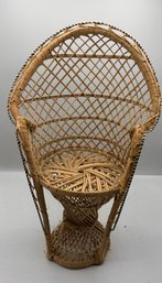 Mini Wicker Peacock Rattan Chair- Perfect For A Plant! 16'