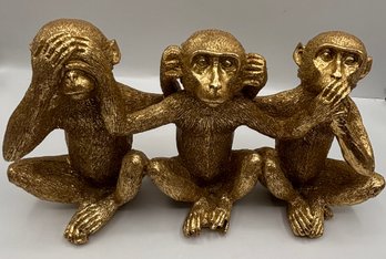 Sagebrook Home Gold Polyresin Modern Monkey Figurine. See No Evil.