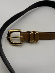 Cute New York Studios Tan Belt With Gold Accents. Size S. Made In Taiwan, Genuine Leather