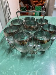 Mid Century Modern Dorothy Thorpe Glasses And Chrome Caddy