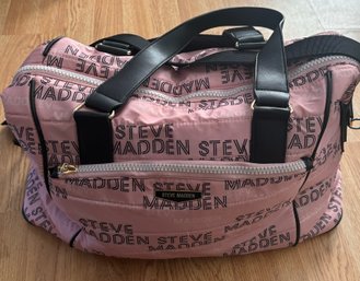 Steve Madden BSOLLY Logo Print Blush/ Black Nylon Tote Bag- See Photos