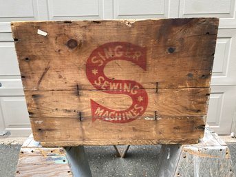 Early Vintage Wood Singer Sewing Machine Factory Box Crate. Double Sided. No Shipping.