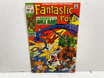 Fantastic Four. The Madness Of The Mole Man! Marvel Comics  Aug 1969. No. 89. 15 Cent Silver Age. (17)