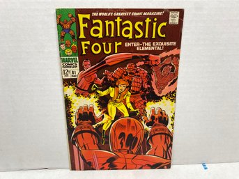 Fantastic Four. Enter -- The Exquisite Elemental! Marvel Comics. Dec 1968. No. 81. 12 Cent Silver Age. (22)