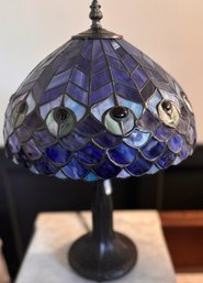 Tiffany Style Peacock Table Lamp 19 Tall