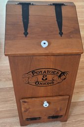 Vintage Potato And Onion Wooden Storage Bin