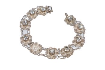 Silver Color Bracelet With Sparkly Stones