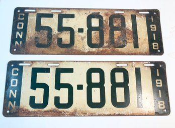 Pair Of 1918 Connecticut License Plates