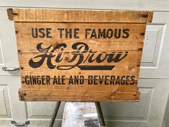 Vintage Famous Hi-Brow Ginger Ale And Beverges Wood Crate Box. Old Hampshire, Inc. Atkinson Depot, N.H.