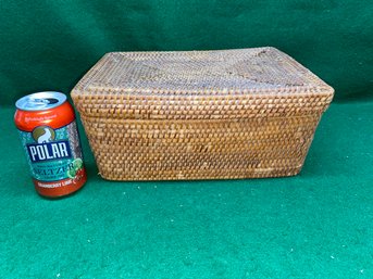 Antique Rectangular Woven Basket With Lid. Measures 12 12' X 9 1/2' X 5 1/4'. Yes Shipping.