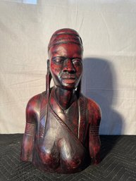 Large Carved African Wooden Bust