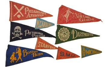 Vintage Lot Of Felt Wool Pennant New York Giants, Boston And More....