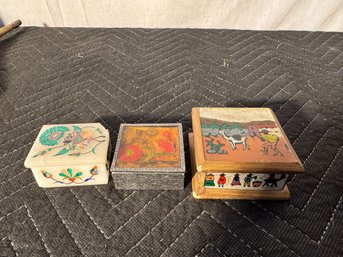 Group Of 3 Decorative Snuff Boxes