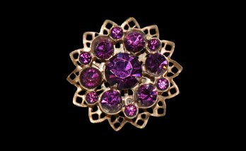 Beautiful Vintage Brooch/pin With Gorgeous Purple Rhinestones