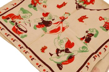 Vintage Snow White And 7 Dwarfs Fabric Table Runner