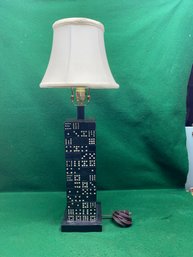 Postmodern Mid Century Modern Domino Table Lamp With Matching Finial.