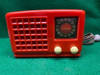 Vintage Red Clarion Radio. Does Not Power Up. Yes Shipping.