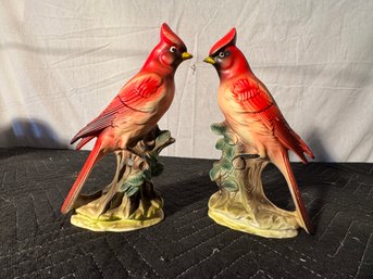 Pair Of Cardinal Decor Statues