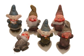 Vintage Putz Glitter 6 Dwarfs Christmas Candy Container