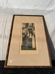 A Breezy Call By Wallace Nutting Framed Print