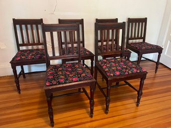 Set Of 6 Antique Mahogany Dining Chairs