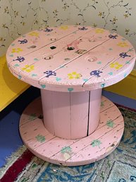 Pair Of Cheerfully Painted Oerut Spool Tables