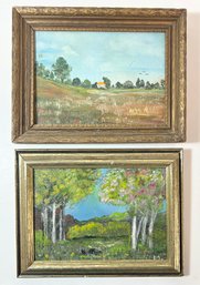 2 Small Framed Original Oil On Canvas Landscapes