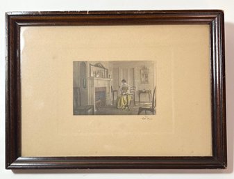 Signed Wallace Nutting Hand Tinted Watercolor Colonial Print