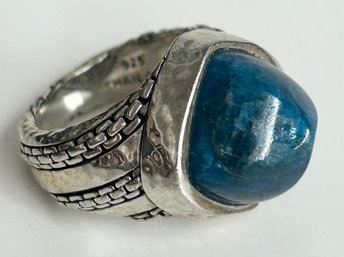 Sterling Silver 925 Blue Apatite Stone Statement Ring