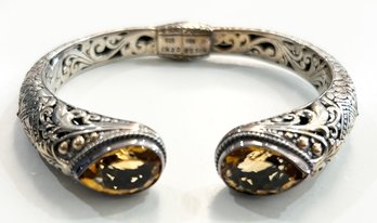 Artisan Crafted Sterling Silver & Citrine Stone Bracelet